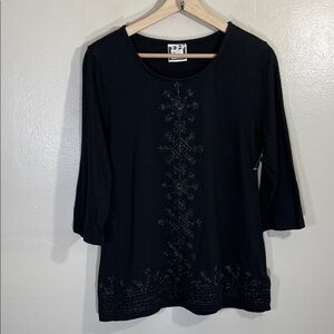 NWOT Take Two Black Embroidered Top